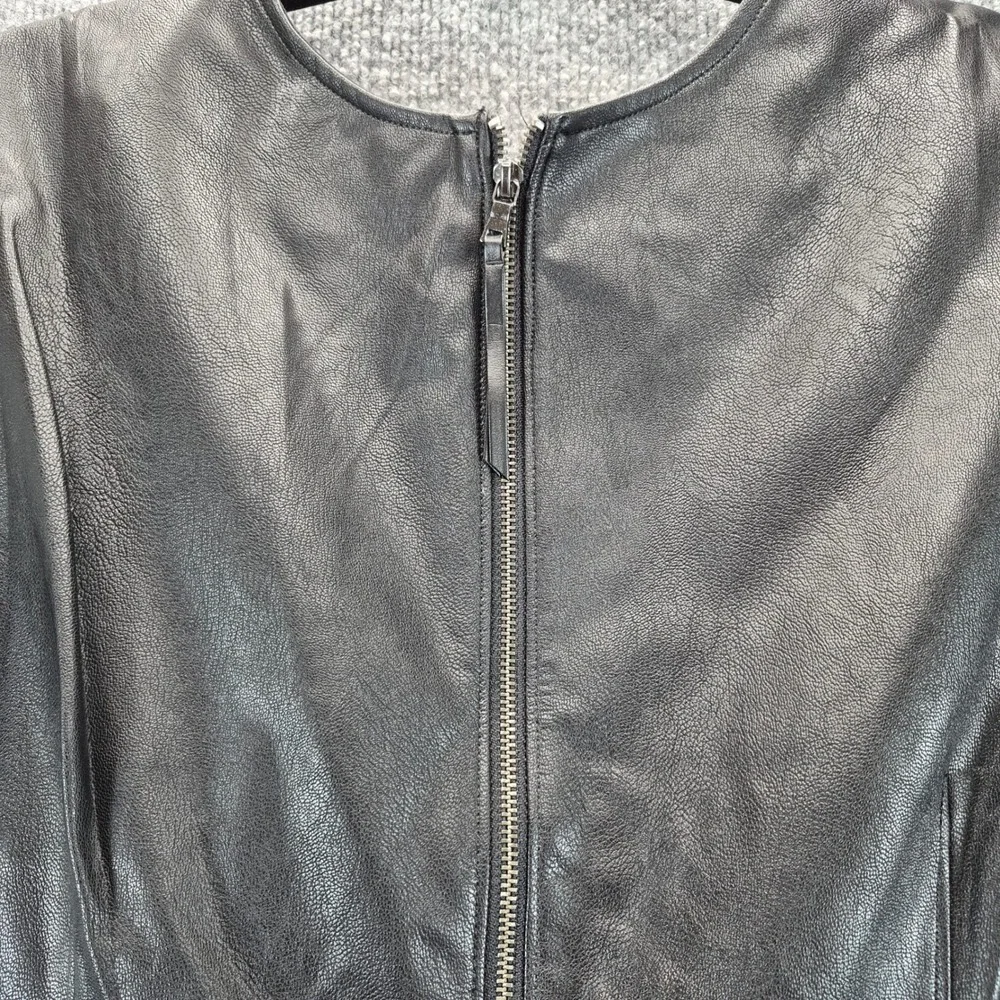 Spanx Dress Faux Leather Fitted Sheath 1X Luxe Black Womens